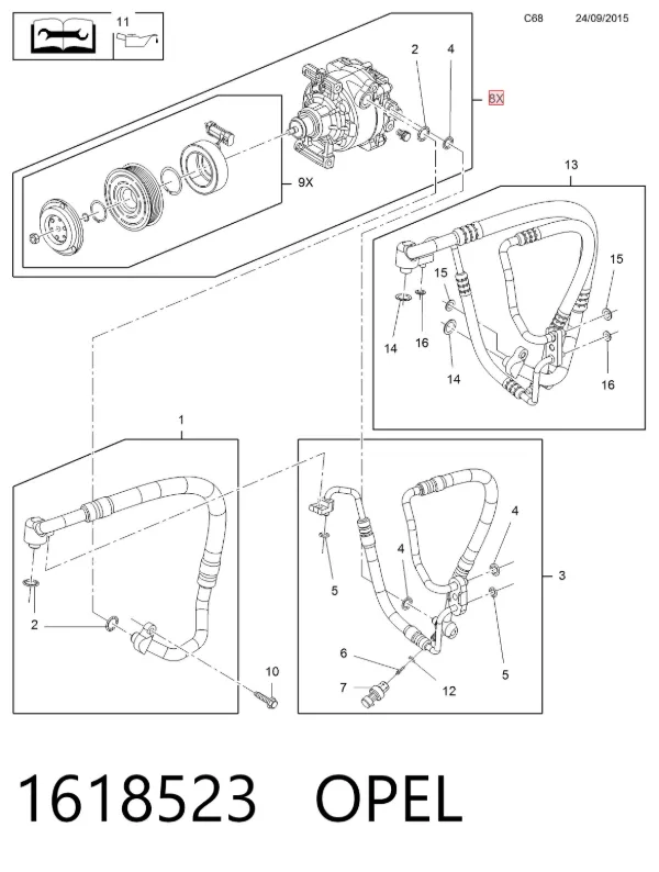 Компресор кондиціонера 1618523 Opel