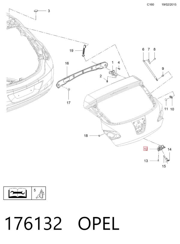 Замок багажника 176132 Opel