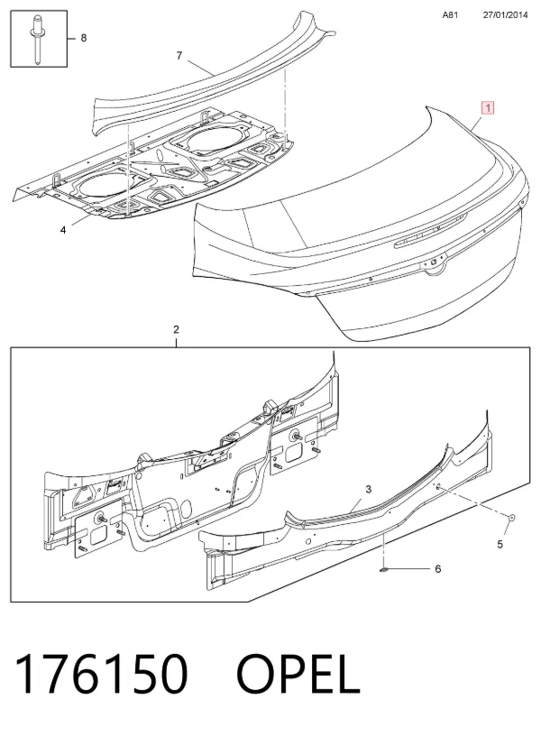 Кришка багажника 176150 Opel