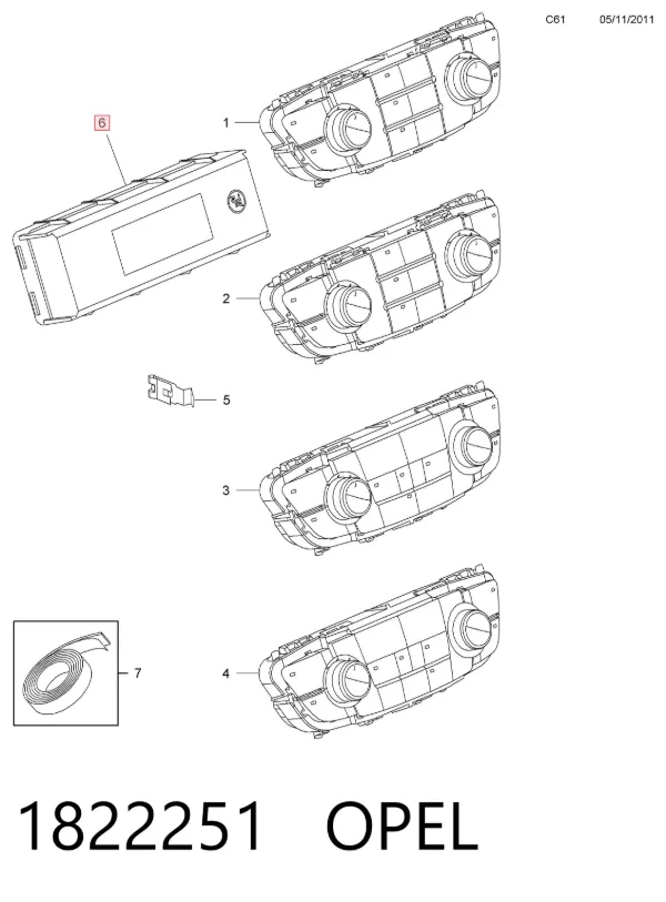 Блок управління кондиціонером 1822251 Opel