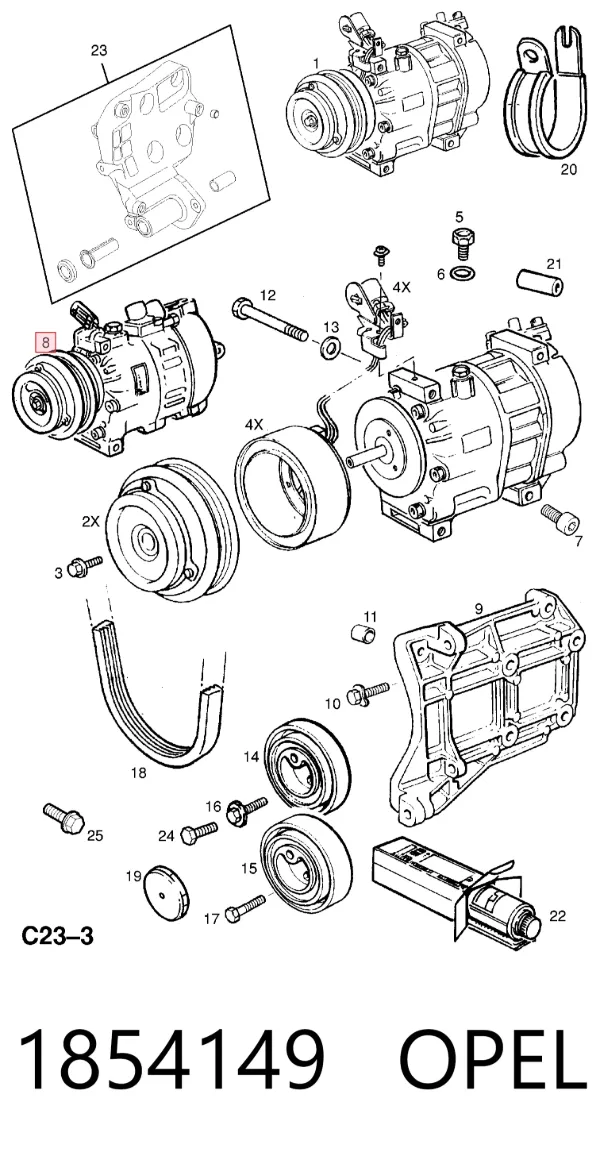 Компресор кондиціонера 1854149 Opel
