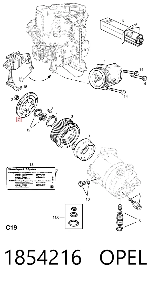 Муфта компресора кондиціонера 1854216 Opel