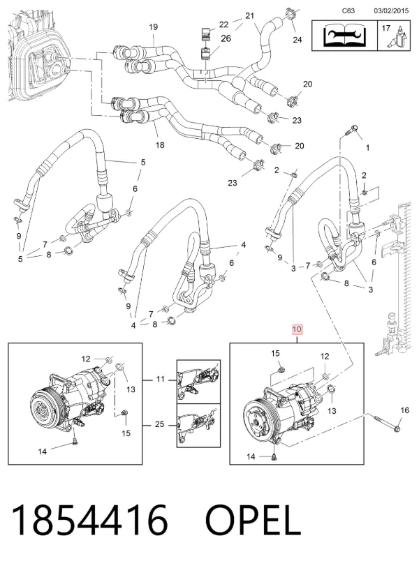 Компресор кондиціонера 1854416 Opel