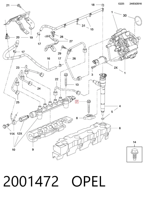 Болт кріплення форсунки 2001472 Opel