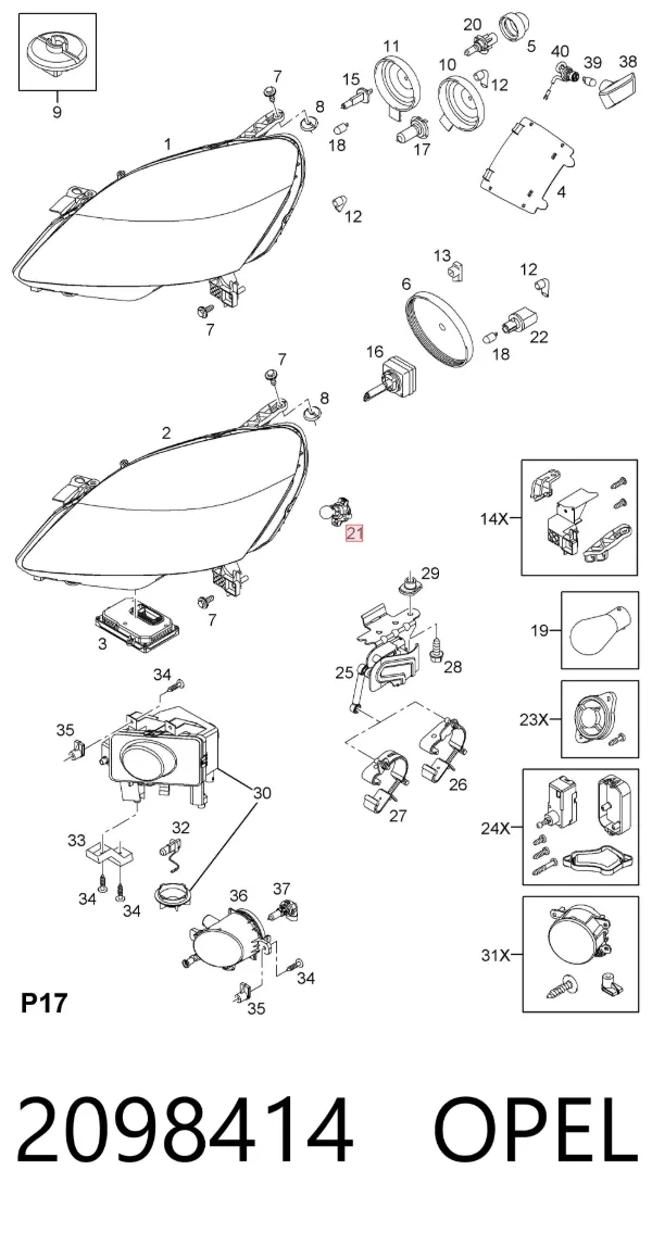 Лампочка 2098414 Opel