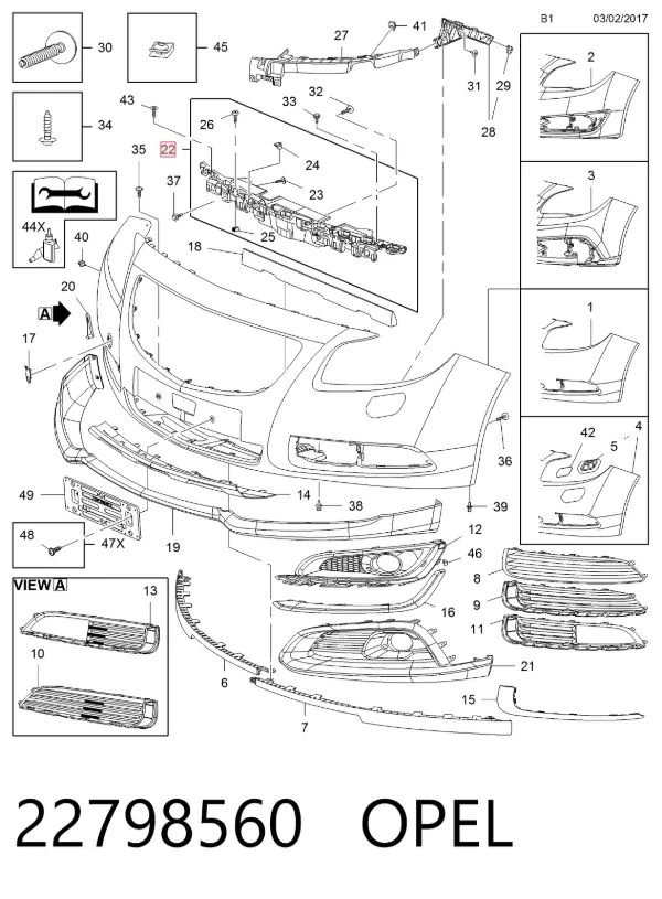 Кронштейн бампера переднього, центральний 22798560 Opel