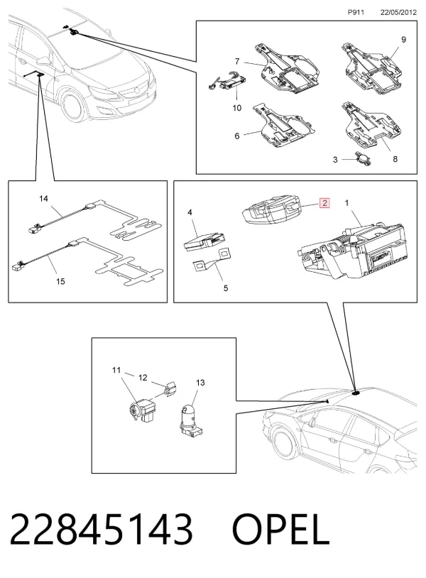 Датчик дощу 22845143 Opel