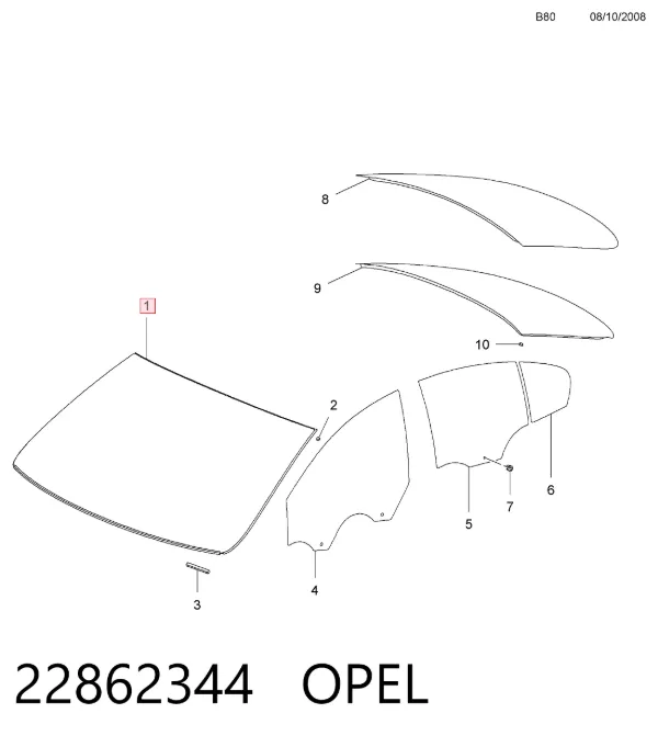 Лобове скло 22862344 General Motors