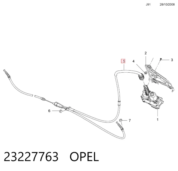 Трос ручного гальма задній, правий/лівий 23227763 Opel