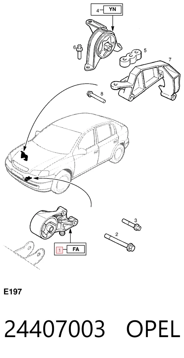 Подушка двигуна передня 24407003 Opel