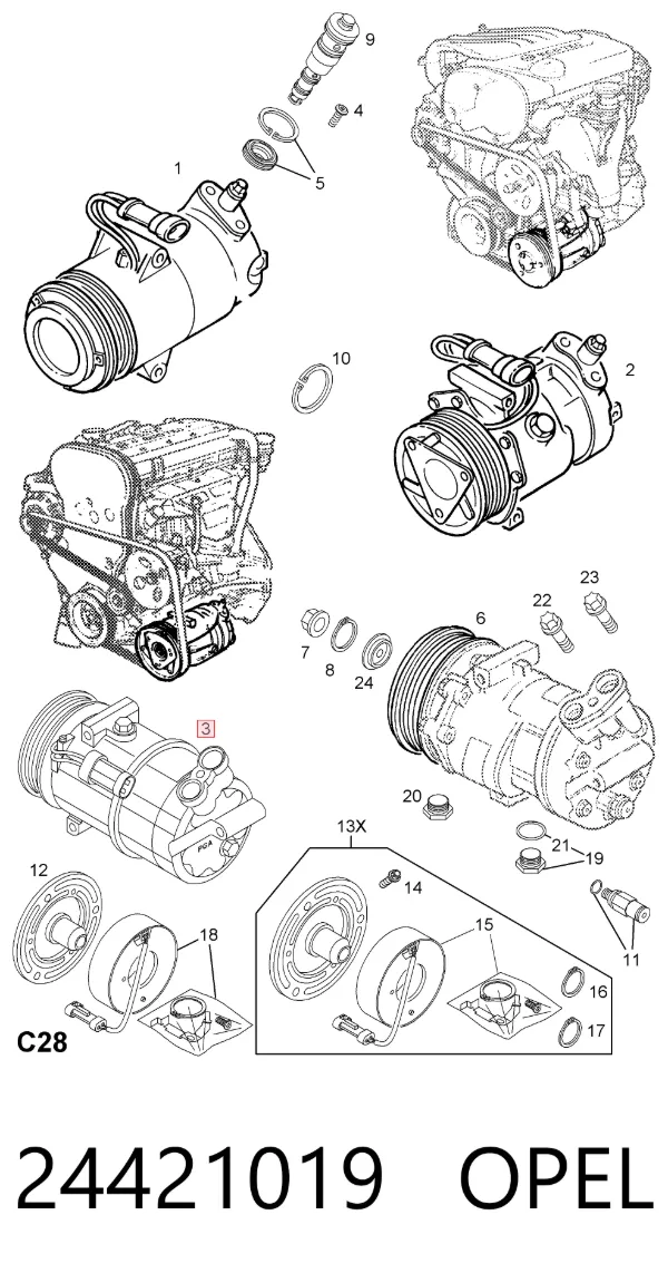 Компресор кондиціонера 24421019 Opel