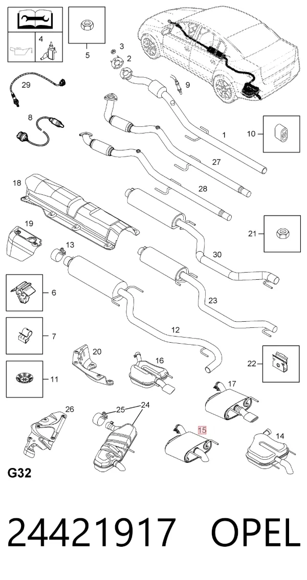 Глушник, задня частина 24421917 Opel