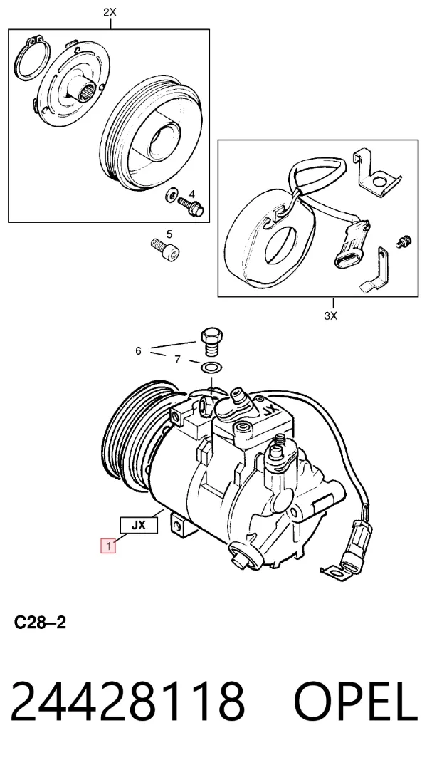 Компресор кондиціонера 24428118 Opel