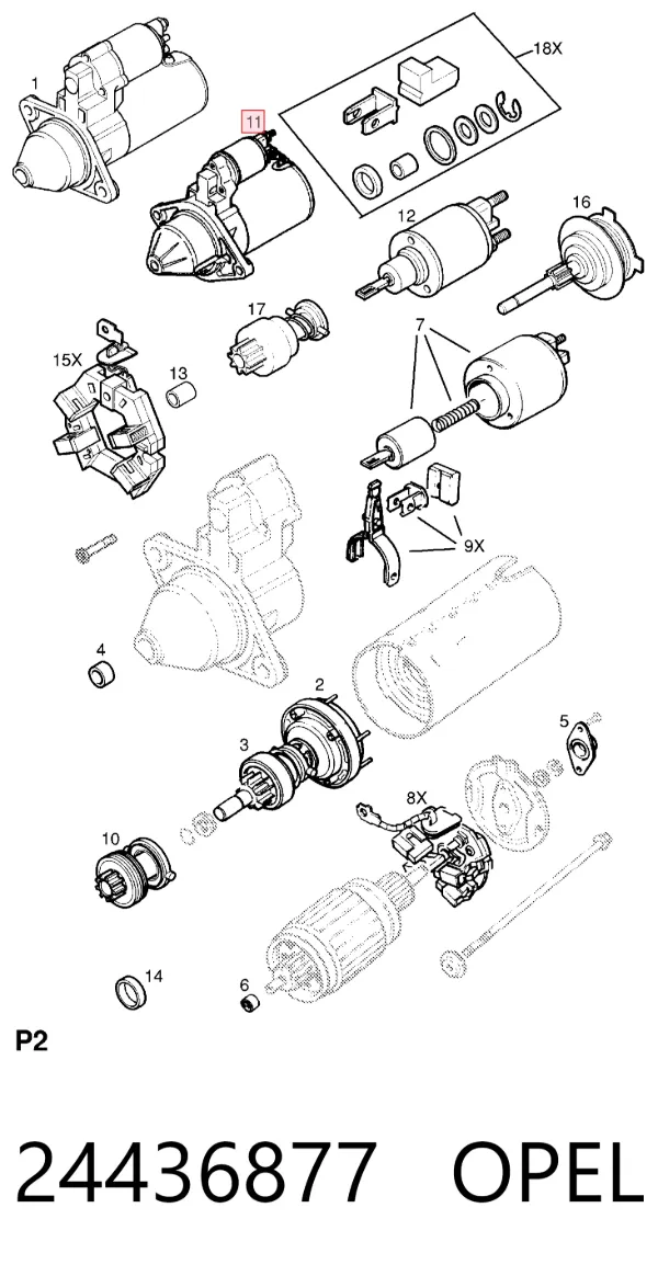 Стартер 24436877 Opel
