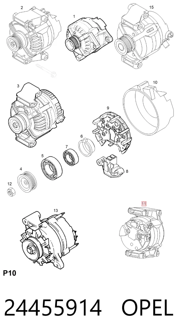Генератор 24455914 Opel