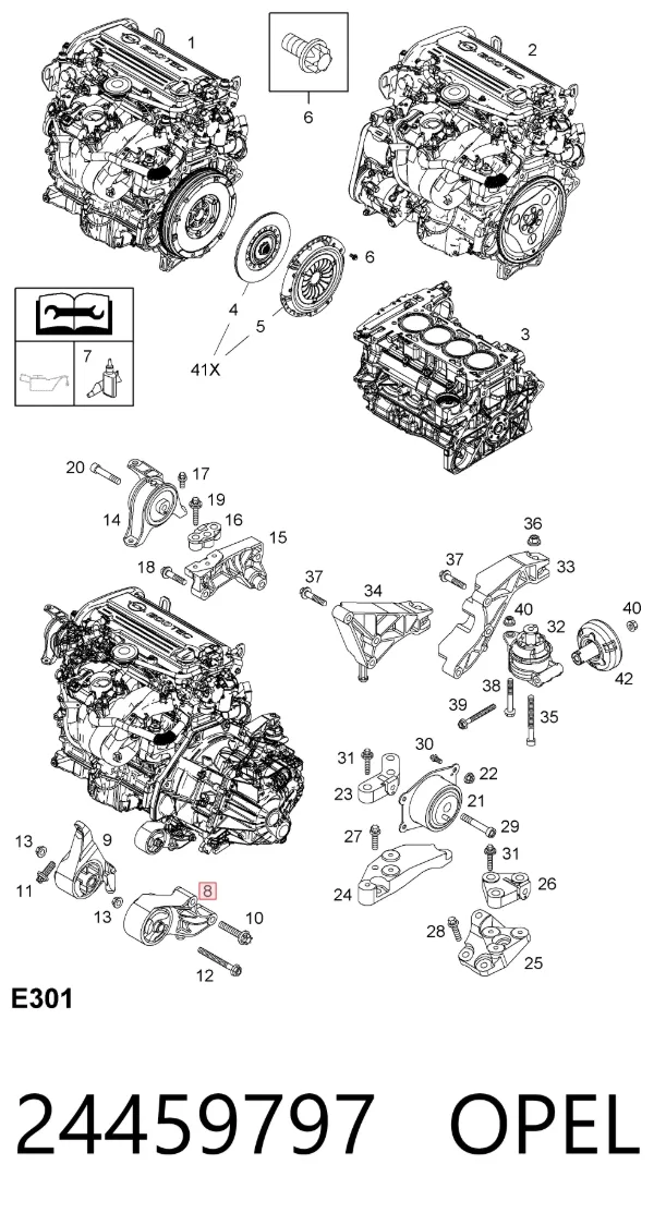 Подушка двигуна передня 24459797 Opel