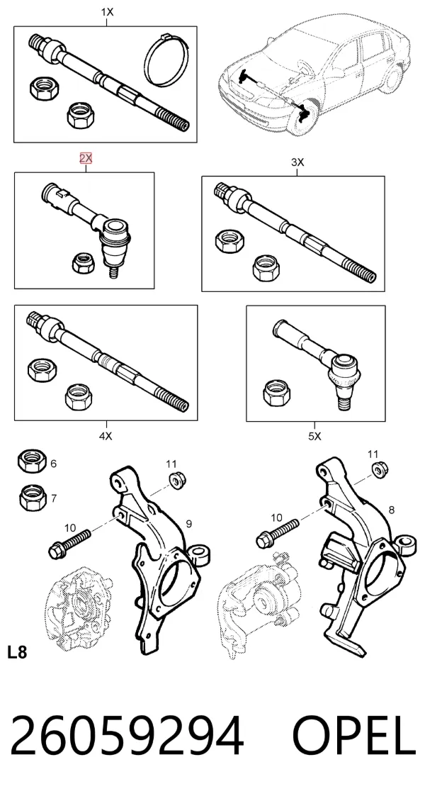 Рульовий наконечник 26059294 Opel