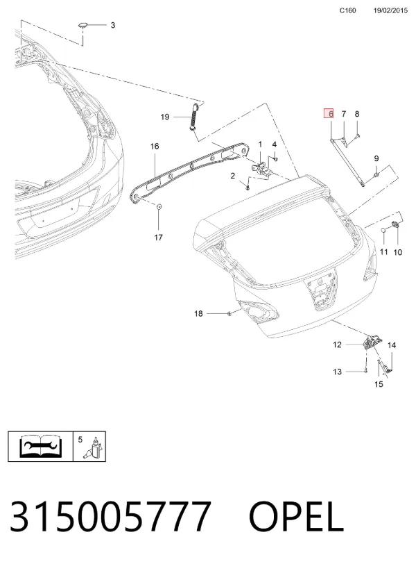 Амортизатор багажника 315005777 Opel
