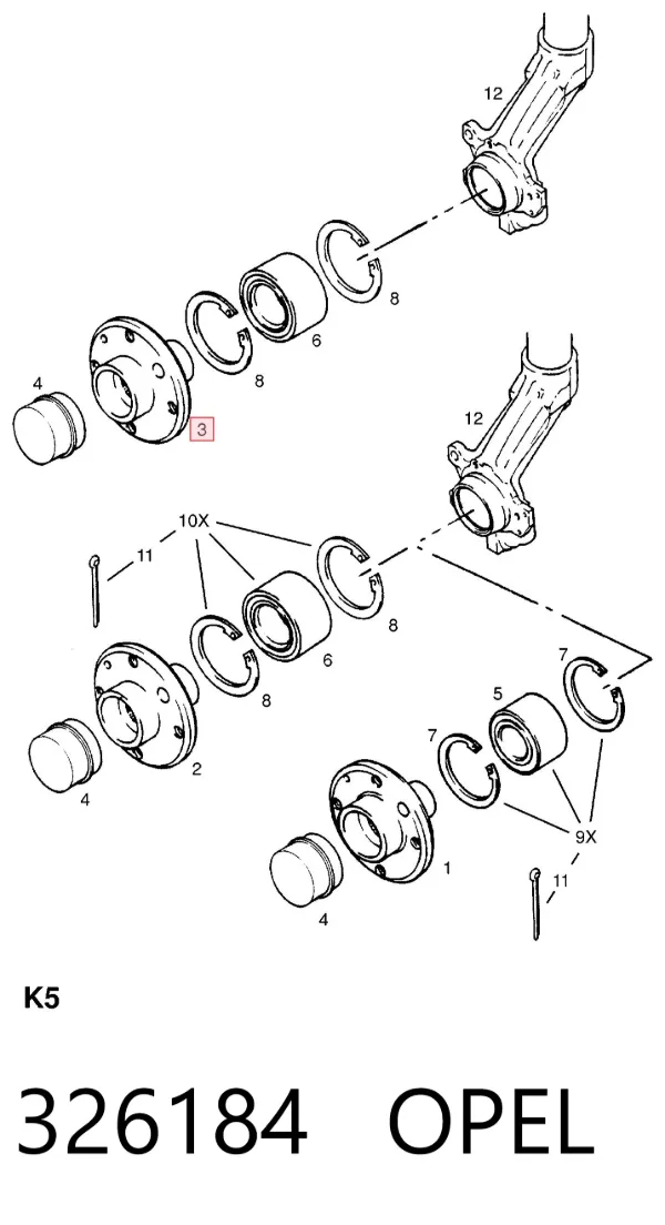 Передня маточина 326184 Opel