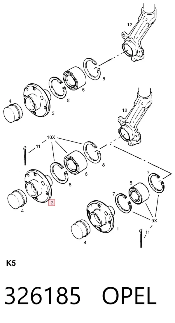 Передня маточина 326185 Opel