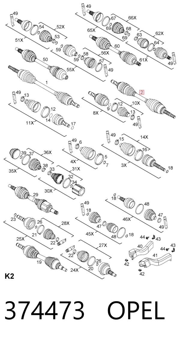 Ліва піввісь 374473 Opel