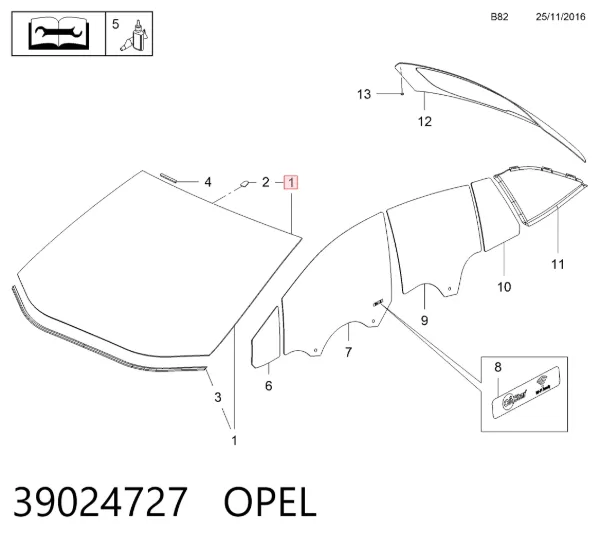 Лобове скло 39126239 General Motors