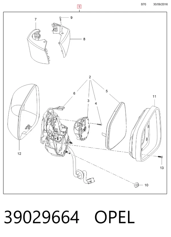 Дзеркало праве 39029664 Opel