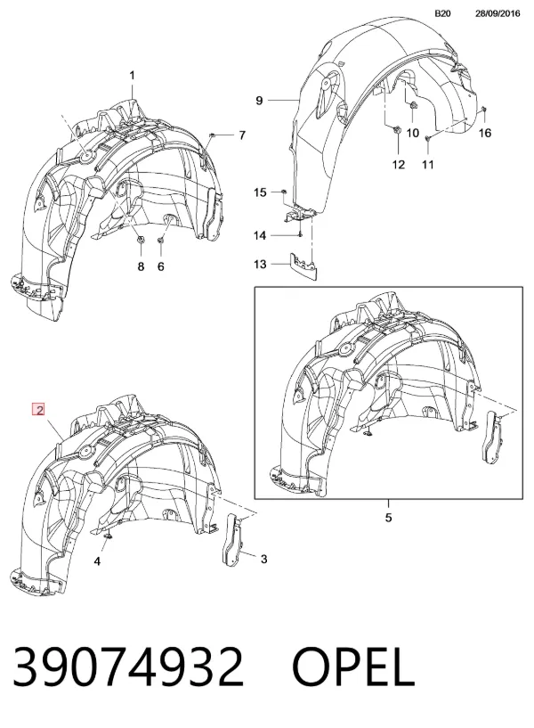 Підкрилок передній правий 39115548 Peugeot/Citroen