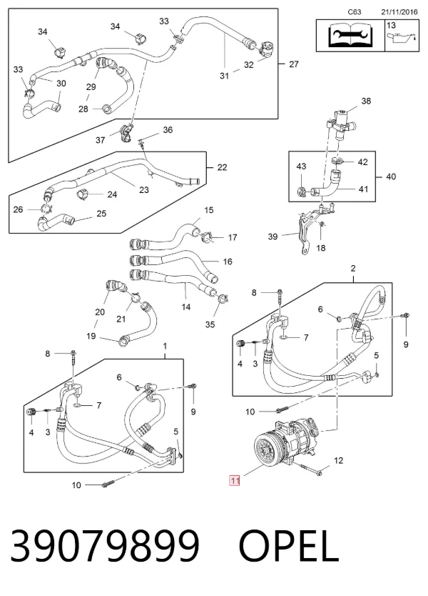 Компресор кондиціонера 39079899 Opel