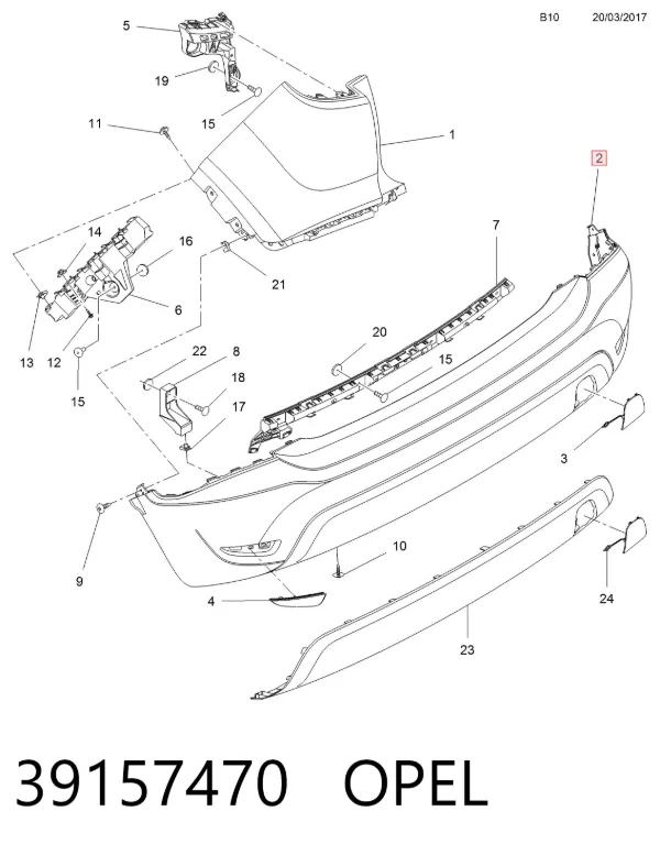 Задній бампер 39157470 Opel
