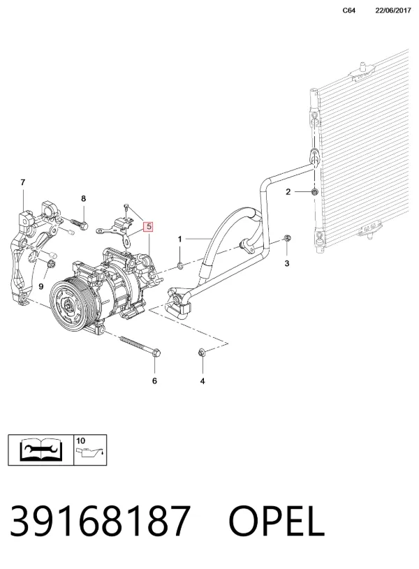 Компресор кондиціонера 39168187 Opel