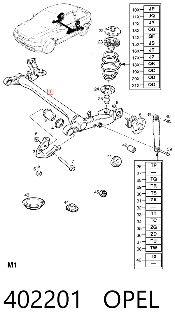 Балка задня Opel Zafira A