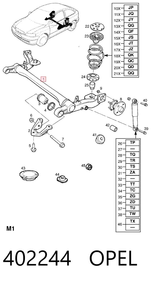 Балка задня Opel Astra G