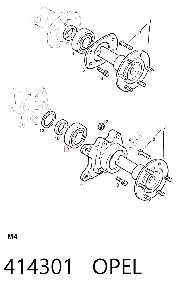 Підшипник задньої ступиці 414301 Opel