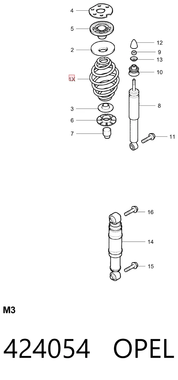 Задні пружини 424054 Opel