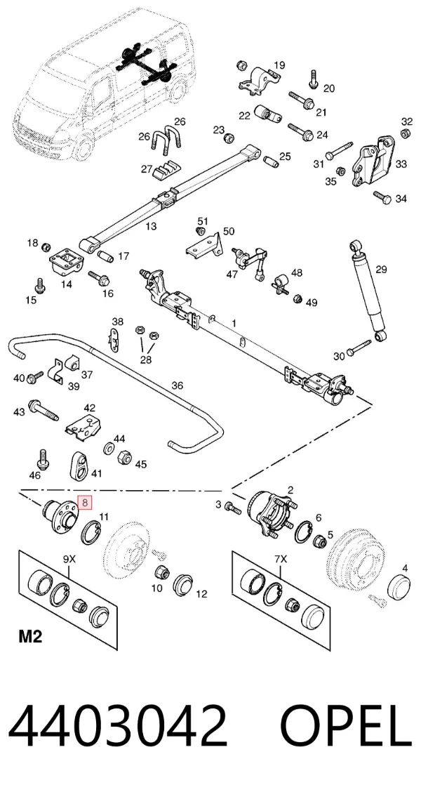 Задня маточина 4403042 Opel