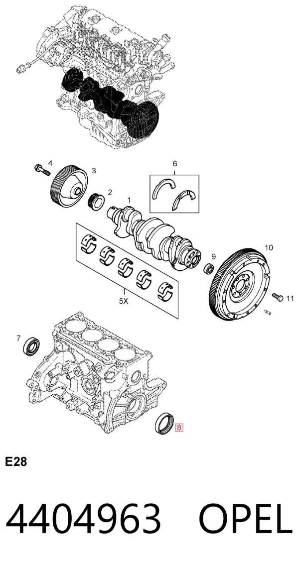 Сальник колінвала задній 4404963 Opel