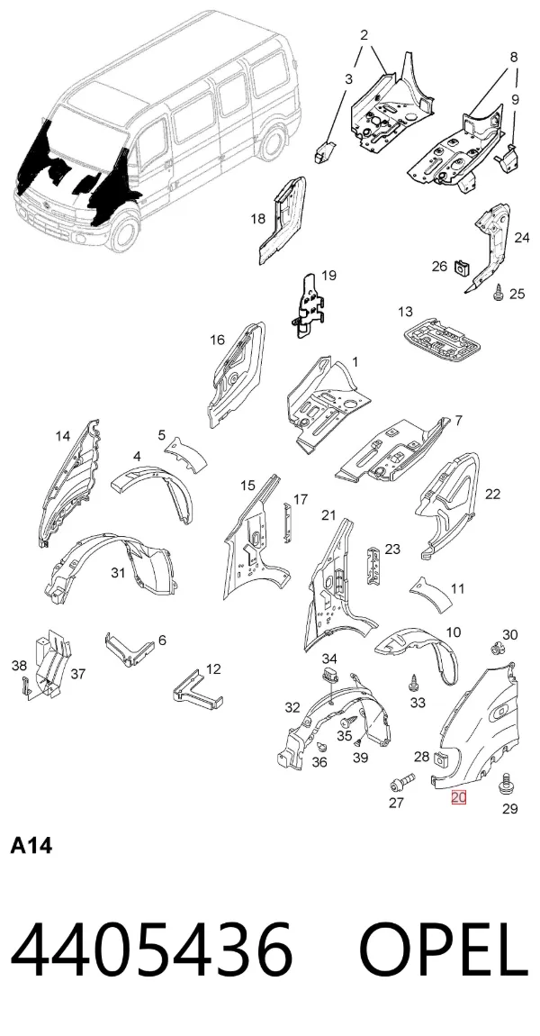Крило переднє ліве 4405436 Opel