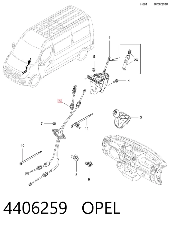 Трос перемикання передач 4406259 Opel