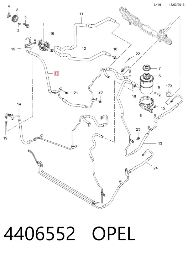 Шланг гідропідсилювача 95514788 Opel