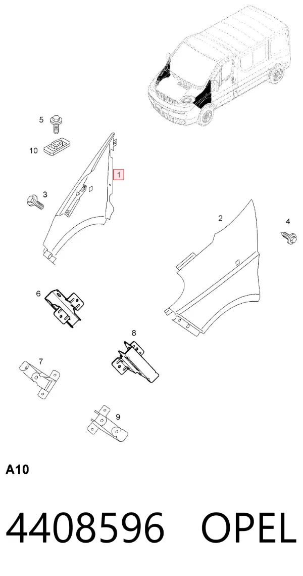 Крила 4408596 Opel