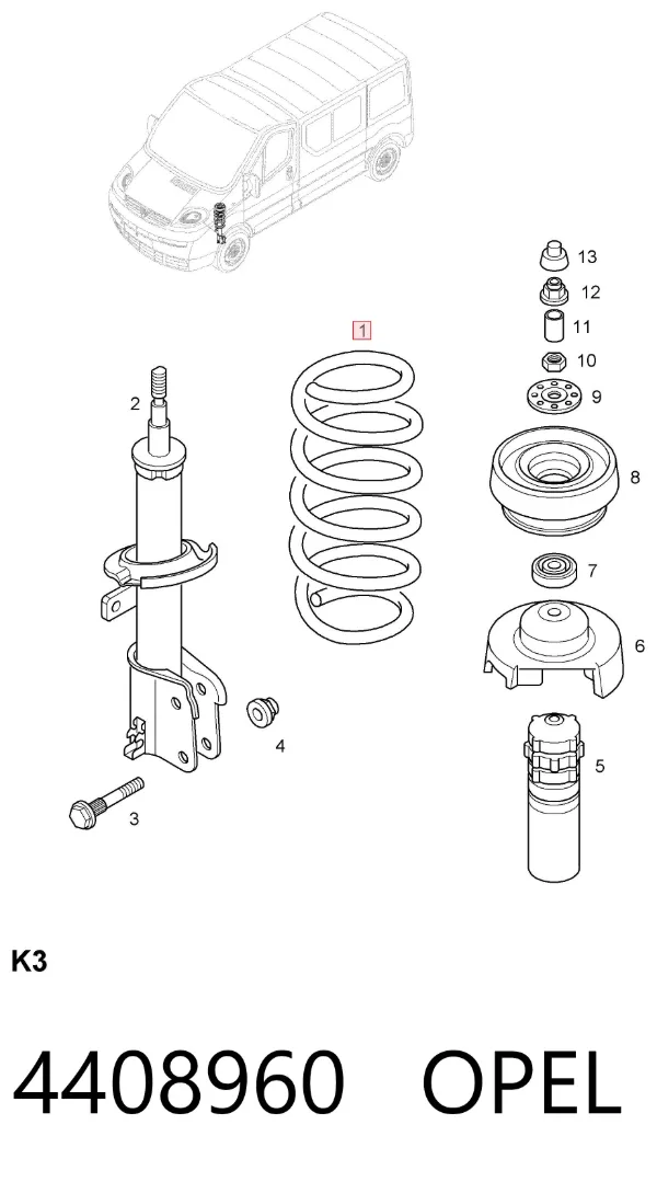 Пружина передня 4408960 Opel