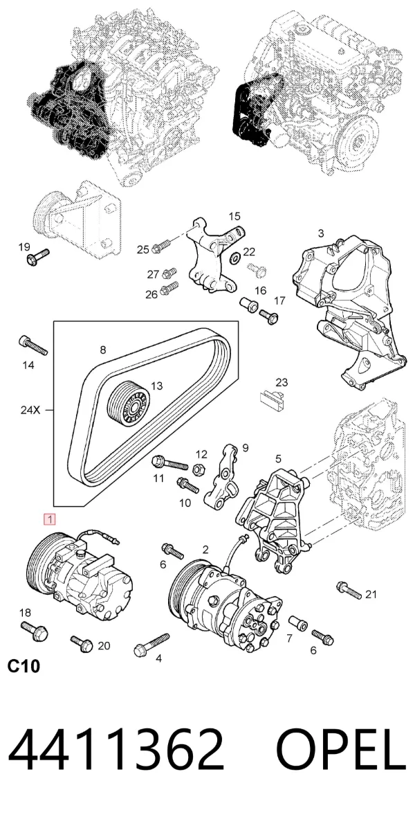 Компресор кондиціонера 4411362 Opel