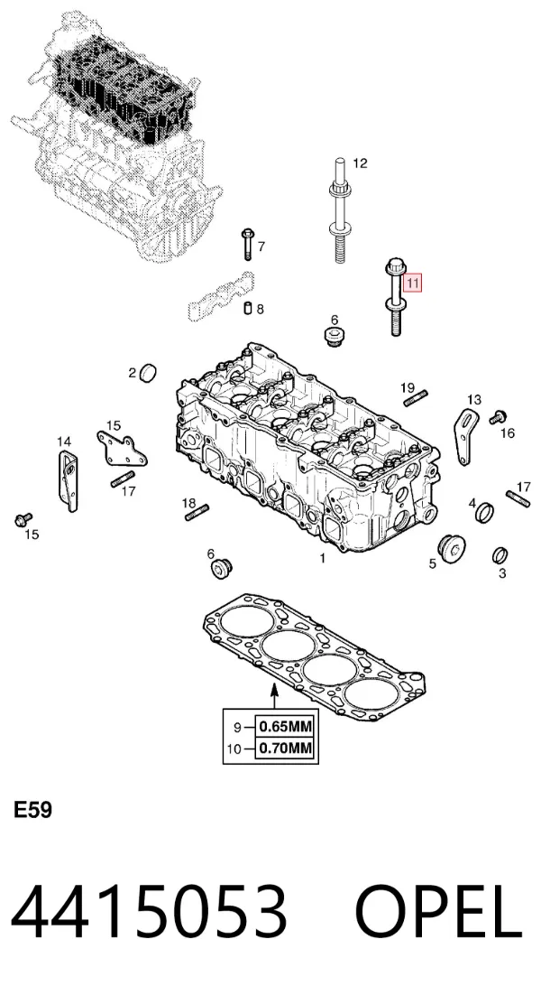 Прокладка ГБЦ 4415053 Opel