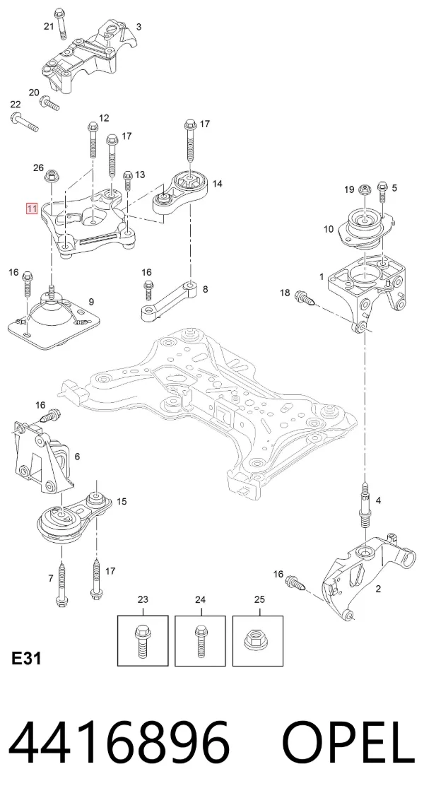 Кронштейн подушки (опори) двигуна, правої 93854645 General Motors