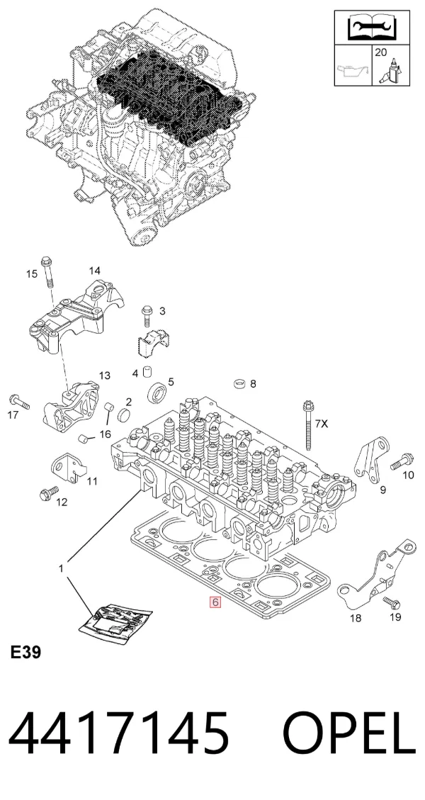 Прокладка ГБЦ 4417145 Opel