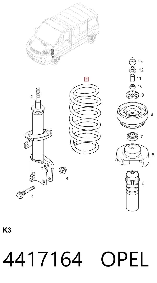 Пружина передня 4417164 Opel