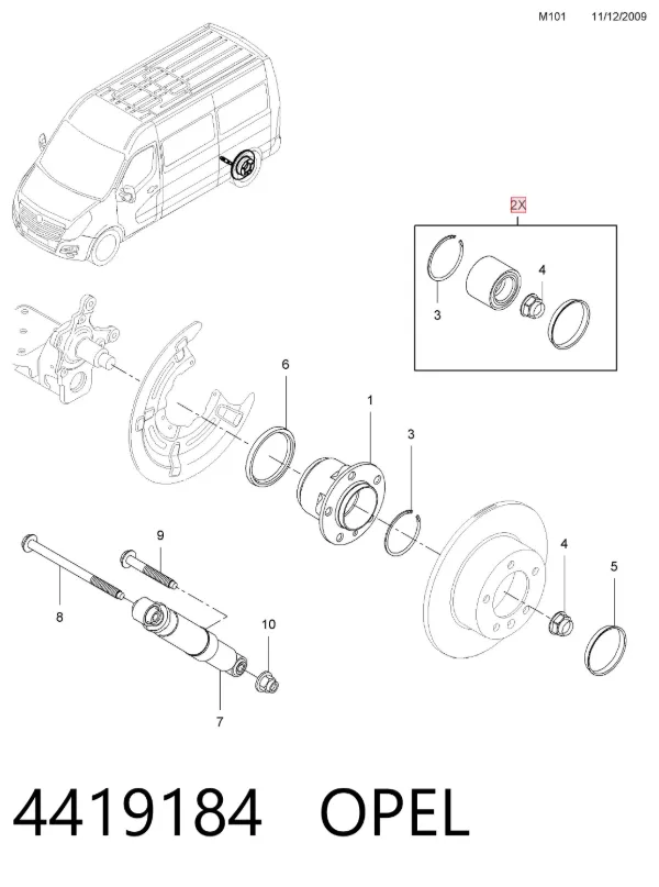 Підшипник задньої ступиці 4419184 Opel