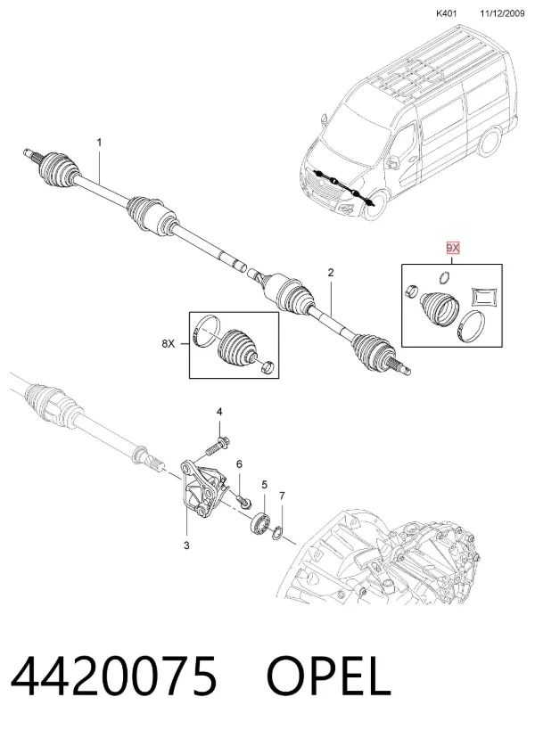 Пильник ШРУСа зовнішній 4420075 Opel