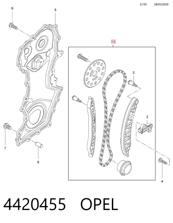 Комплект ланцюга ГРМ 4420455 Opel